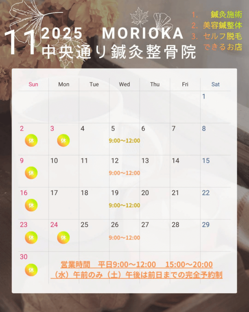 11月のスケジュールをご案内致します。